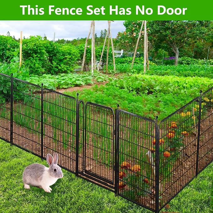 40in(H) Doorless Fence for Garden 14 Panels， 31.2 Ft(L) Barrier, Outdoor Garden Protection for Dogs Low Threshold,Indoor Fence Without Gate