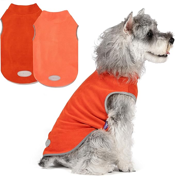 cyeollo Fleece Dog Sweater Vest, Reflective Dog Sweatshirt Pullover Jacket for Small Medium Large Dogs Clothes Boy Girl Pets Warm Pet Clothes, Orange & Red XL