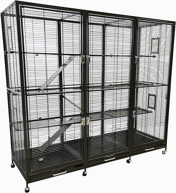 Borneo Small Animal Cage - for Sugar Gliders, Squirrels, Marmosets & Other Small Pets (Cage + Add-On + Shelf & Ladder Set + Expander Set)