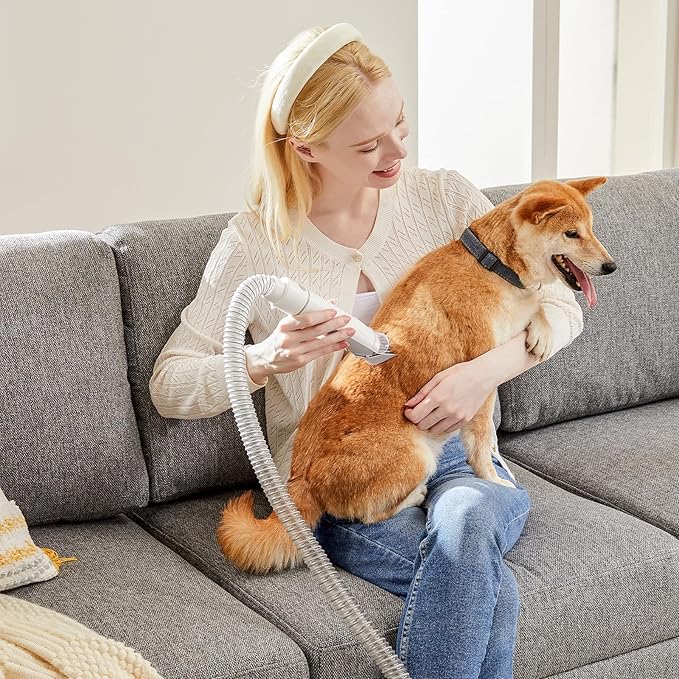 Sweetcrispy Professional Pet Grooming Vacuum Kit, 2.5L Cup, 3 Suction Modes, and 5 Groomer Tools with Cordless Low Noise Dog Clippers for Cats, Other Animals Hair Trimmer