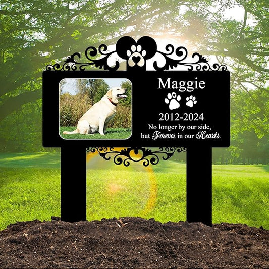 Custom Pet Grave Markers Dog Outdoor | Memorial Burial Markers for Your Furry Friend | Cross for Cemetery Grave Pet Headstones for Dogs | Custom Photo Resting Place Sign for Paw Companions