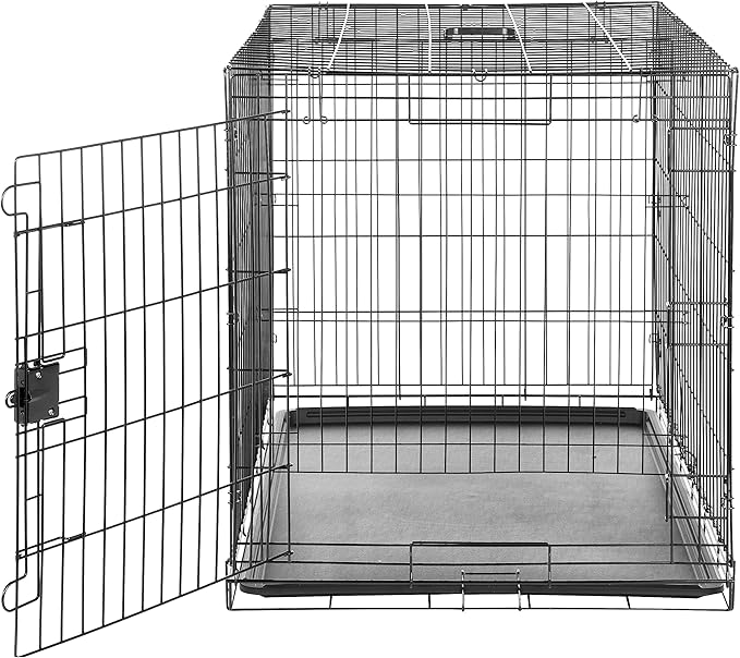 Amazon Basics Durable, Foldable Metal Wire Dog Crate with Tray, Single Door, 42 x 28 x 30 in, Black