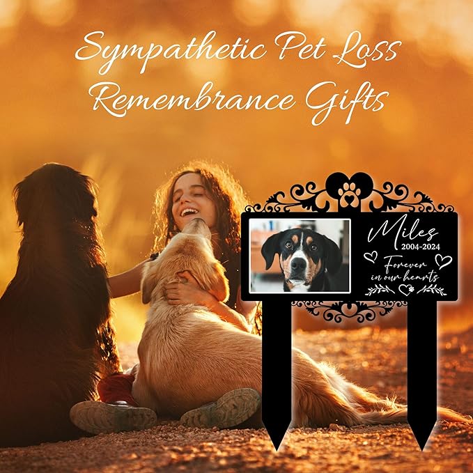Custom Pet Grave Markers Dog | Custom Pet Headstones for Dogs | Best Memorial Gifts to Tribute Your 4-Legged Companions | Personalized Grave Marker for Furry Friends with Simple Photo Frame