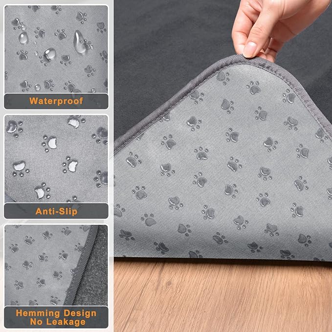 LOOBANI 2 Packs Extra Large Reusable Dog Mat for Floor, Non-Slip Washable Pee Pad for Dogs, Fast Absorbent Pet Whelping Pads, Puppy Playpen Mat for Incontinence, Housebreak, Crate, 65x48in, Gray