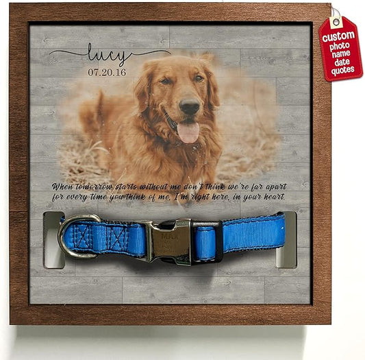 Personalized Dog Collar Frame Memorial Pet Loss Sign for Dog Lovers Collar Keepsake Picture Frame Remembrance Dogs Best Gifts With Heartfelt Sentimental Quote For Someone Who Lost A Pet Cats