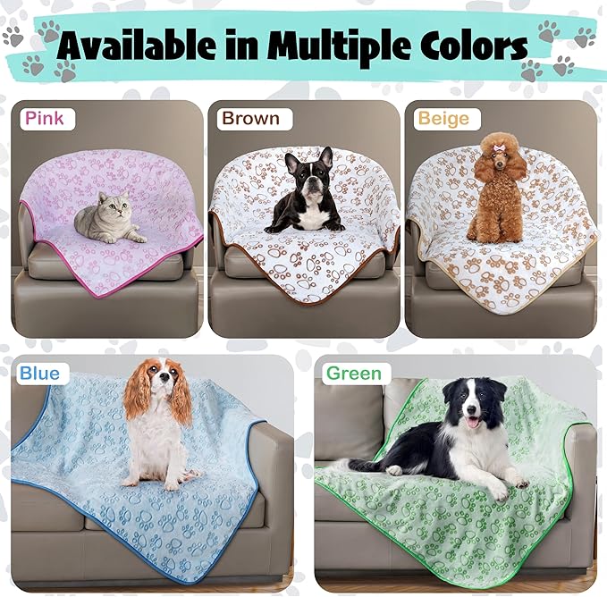 Stuffed Brown Small Premium Soft Dog Blanket, with Flannel Cute Paw Print, 24 * 32 inches, Newborn Cat Blanket Puppy Pads Supplies Dog Products Stuff Essentials