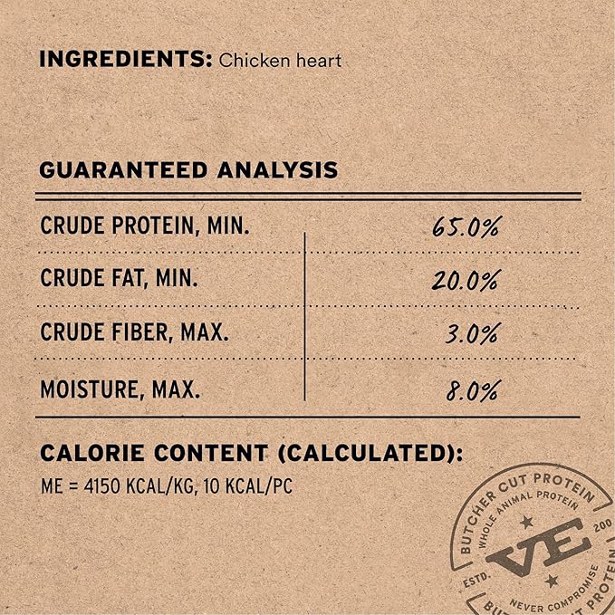 Vital Essentials Chicken Hearts Dog Treats, 1.9 oz | Freeze-Dried Raw | Single Ingredient | Premium Quality High Protein Training Treats | Grain Free, Gluten Free, Filler Free