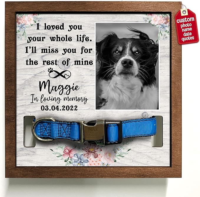 Customized Pet Keepsake Frame Dead Pet Xmas Memorial Dog Remembrance Frame with Pictures and Sentimental Quotes for Cats Dogs Lovers on Christmas Plaque Birthday Gifts for Friends Family Decor