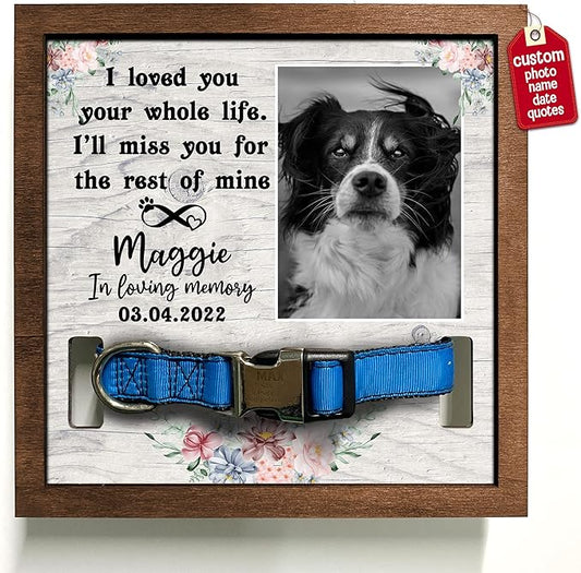 Customized Pet Keepsake Frame Dead Pet Xmas Memorial Dog Remembrance Frame with Pictures and Sentimental Quotes for Cats Dogs Lovers on Christmas Plaque Birthday Gifts for Friends Family Decor
