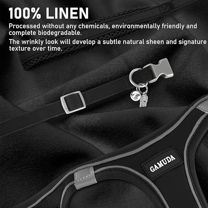 GAMUDA Small Dog Harness Collar and Leash Set, Step in No Chock No Pull Hemp Fabric Soft Mesh Dog Vest Harnesses Reflective for Dogs Puppy and Cats Outdoor Training and Running (Black, S)