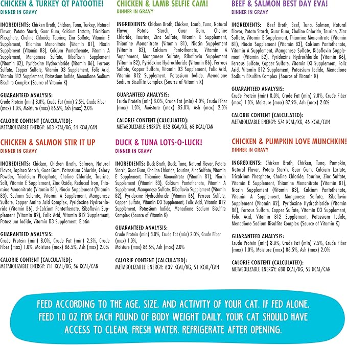 Weruva B.F.F. OMG - Best Feline Friend Oh My Gravy!, Variety Pack, Rainbow Road, Wet Cat Food by, 2.8oz Can (Pack of 12)