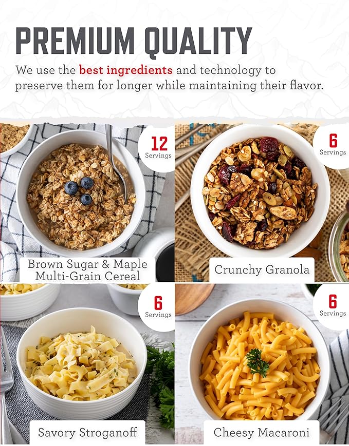 ReadyWise 7 Day Emergency Food Supply – 60 Servings Grab Bag, Camping Essentials, Freeze Dried Survival Food Kit & Dehydrated Meals, Prepper Bug Out Bag & Hurricane Supplies, up to 25 Year Shelf Life