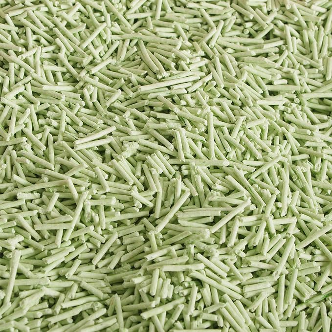 Tofu Cat Litter Green Tea 5.5 Lbs, Flushable Clumping Fast Drying, Ultra Absorbent, Low Tracking Cat Litter 2mm Pellets.