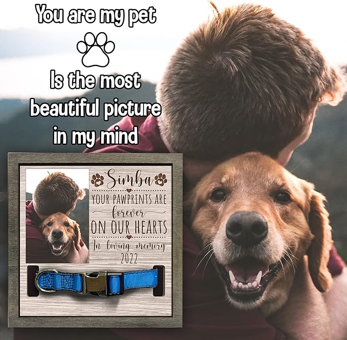 Personalized Memory Dog Picture Frame Pet Memorial Frames for Dogs Wood Pet Gifts Sentimental Quote For Someone Who Lost Cat Collar Keepsake Remembrance Gift for Dog Passing Away Pet Loss Sign