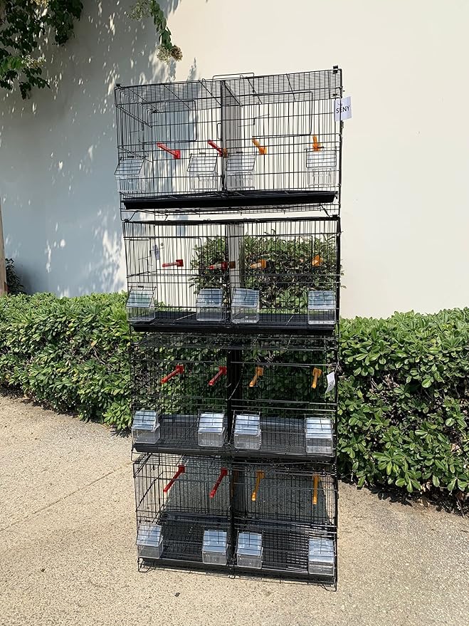 Seny Set of 4 Stackable Breeding Bird Cage for Canary Finch Small Birds (Black)
