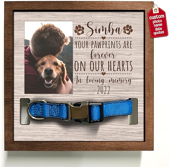 Personalized Memory Dog Picture Frame Pet Memorial Frames for Dogs Wood Pet Gifts Sentimental Quote For Someone Who Lost Cat Collar Keepsake Remembrance Gift for Dog Passing Away Pet Loss Sign