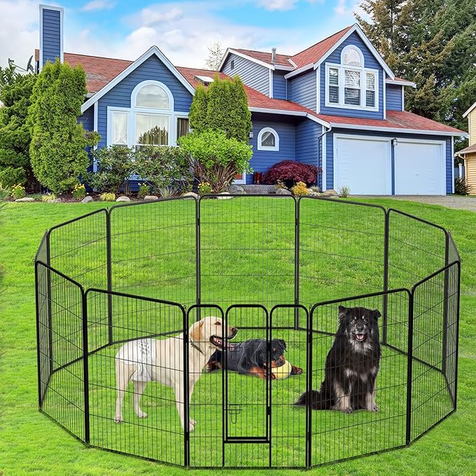 BestPet | Dog Playpen | 40 Inch, 12 Panels | Heavy Duty Metal Pet Exercise Pen | Indoor Outdoor Fence Panels | Rust-Resistant, Removable, Tool-Free Setup | Anti-Skid, Expandable Design