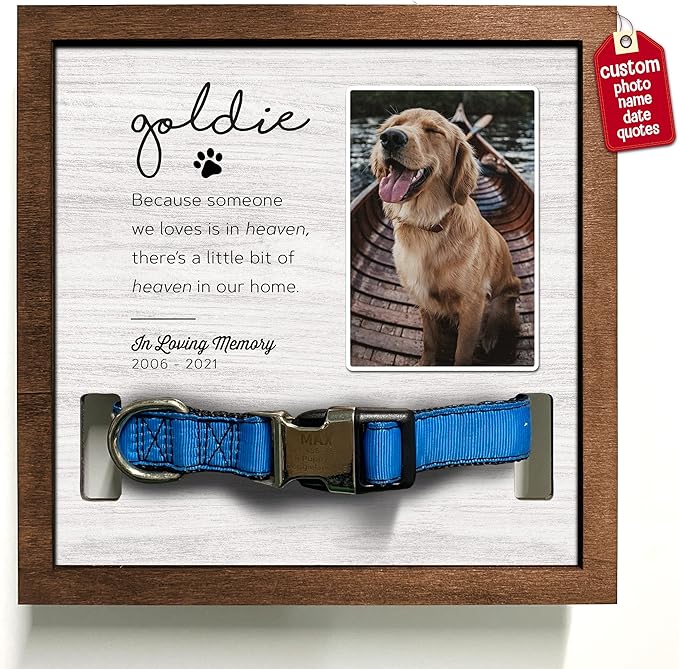 Customized Dog Collar Frame Memorial Pet Loss Sign for Dogs Lovers Gifts With Heartfelt Sentimental Quote For Someone Who Lost A Pet Keepsake Picture Frame Remembrance Decor Wall Remembrance