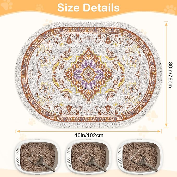 Bienbee Cat Litter Mat, 40" x 30" Jumbo Size Litter Box Mat Rug with Non-Slip Bottom, Easy to Clean Cat Supplies Accessories Essentials for Indoor Kitty Kitten Floor,Brown XL