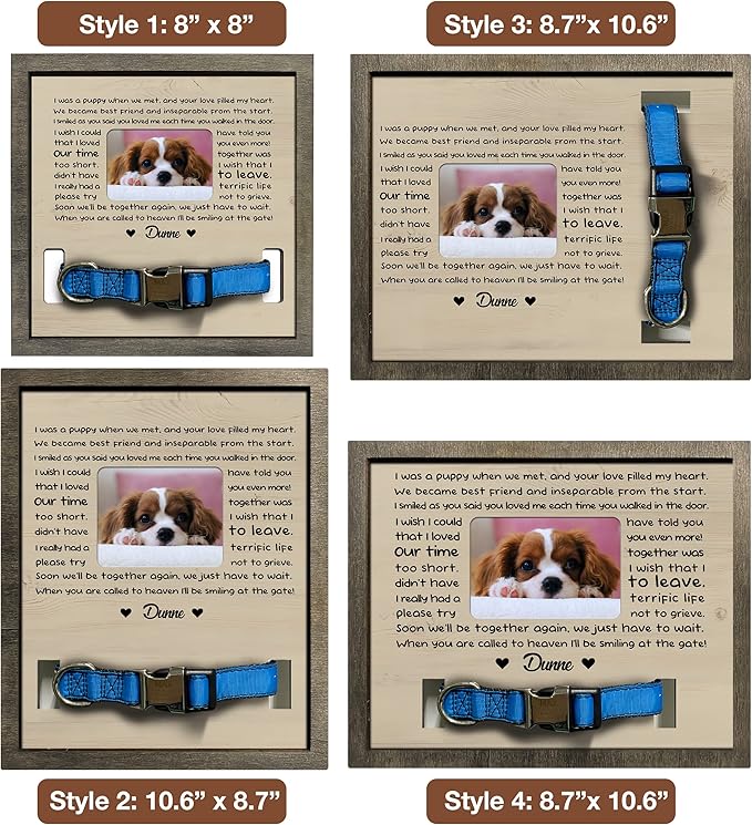 Customized Dog Collar Frame Memorial Pet Loss Sign for Dogs Lovers Gifts from Daughter Sentimental Quote For Someone Who Lost Dogs Keepsake Picture Frame Remembrance Decor Wall Hanging Gifts