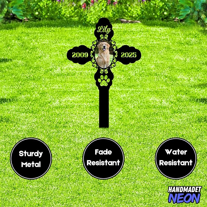 Personalized Dog Memorial Garden Stake with Photo, Custom Picture UV Printed Metal Grave Marker, Image in Loving Memory Outdoor Decor Pet Loss Sympathy Gifts for Dogs Lover