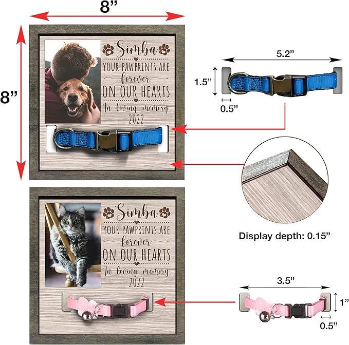 Personalized Memory Dog Picture Frame Pet Memorial Frames for Dogs Wood Pet Gifts Sentimental Quote For Someone Who Lost Cat Collar Keepsake Remembrance Gift for Dog Passing Away Pet Loss Sign