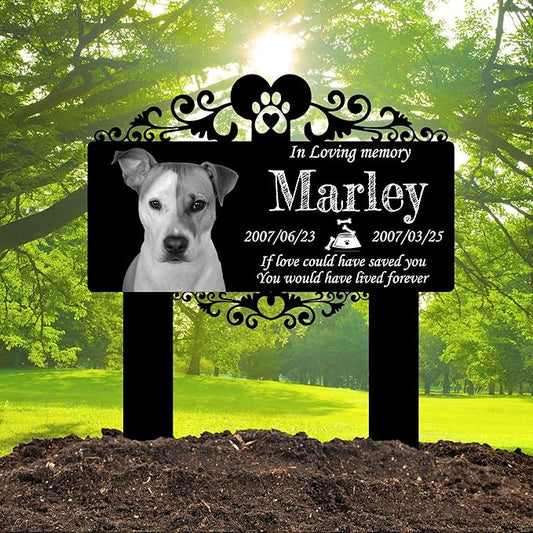 Custom Pet Grave Markers Dog | Custom Pet Headstones for Dogs with 2 Stakes | Best Rustic Gifts to Tribute Your Four-Legged Companions | Personalized Grave Marker for Beloved Furry Friends