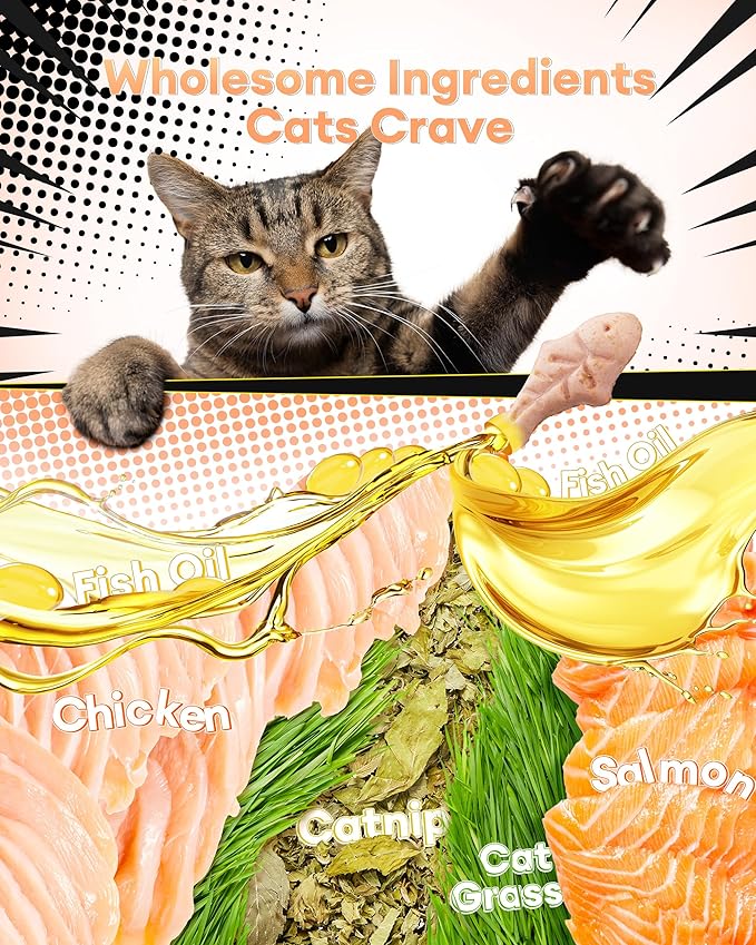 17.63oz Cat Grass Treats for Hairball Control – Natural Salmon & Cat Grass & Catnip Biscuits, Low-Calorie Healthy Snacks for Indoor Cats, Digestive & Dental Care