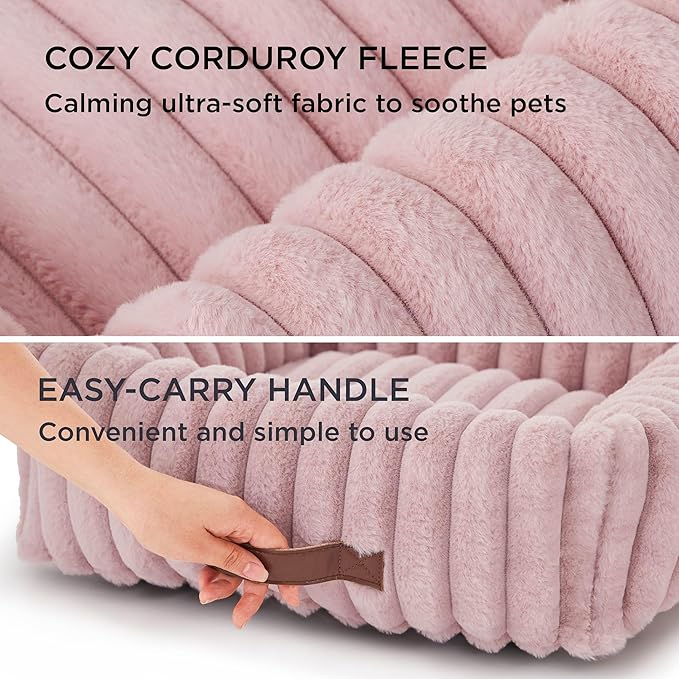 Bedsure Cute Dog Bed for Extra Large Dogs - Washable Furry Puppy Beds, Rectangle Orthopedic XL Pet Beds with Removable Zipper Cover, 43x30x8inches, Blush Pink