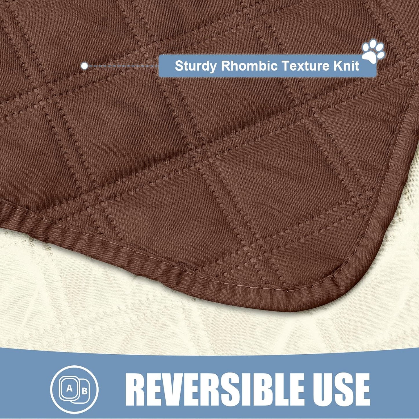 Smiry Waterproof Dog Bed Cover Pet Blanket, Soft Washable Dog Blanket for Furniture Bed Couch Sofa Reversible, Checkered (30"x53", Brown/Beige)