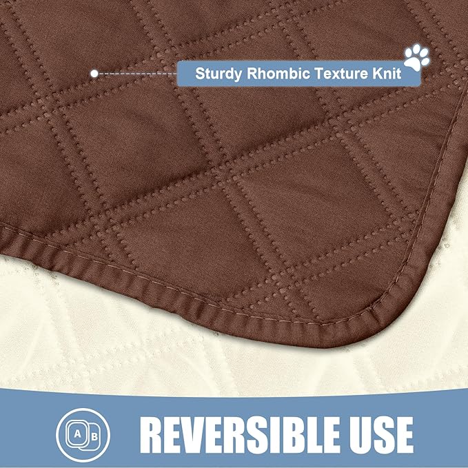 Smiry Waterproof Dog Bed Cover Pet Blanket, Soft Washable Dog Blanket for Furniture Bed Couch Sofa Reversible, Checkered (40"x80", Brown/Beige)