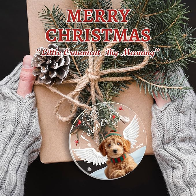 Pavo Picture Frame Dog Memorial Christmas Ornaments 2025, Personalized Pet Photo Ornaments, Acrylic Keepsake 4–6 Inches, Loss of Dog Sympathy Gift, Cat Memorial Gifts for Loss of Cat