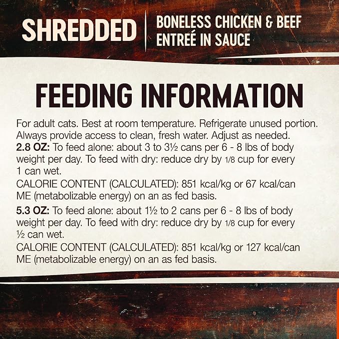 Wellness CORE Signature Selects Shredded Adult Wet Cat Food, Natural, Protein-Rich, Grain Free, 5.3 Ounce, 12 Pack (Chicken & Beef Entree)