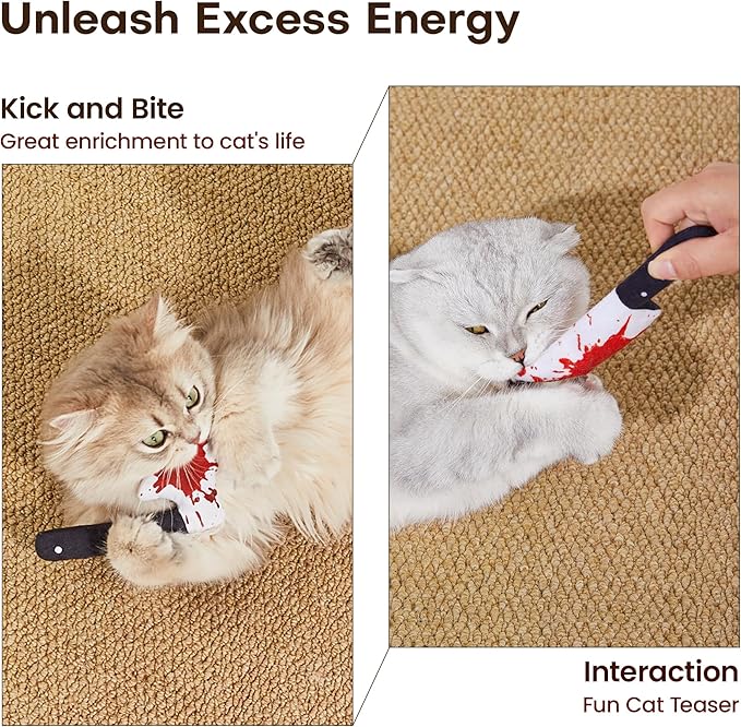 Potaroma 4Pcs Cat Toys, Horror Knife-Shaped Kitten Catnip Crinkly Sound Toys, Indoor Exercise for All Cat Breeds 6.5 Inches
