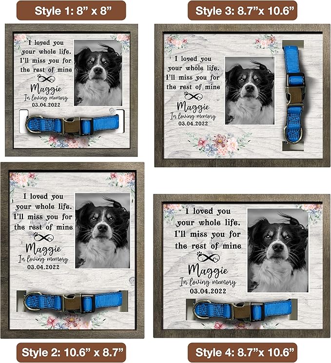 Customized Pet Keepsake Frame Dead Pet Xmas Memorial Dog Remembrance Frame with Pictures and Sentimental Quotes for Cats Dogs Lovers on Christmas Plaque Birthday Gifts for Friends Family Decor