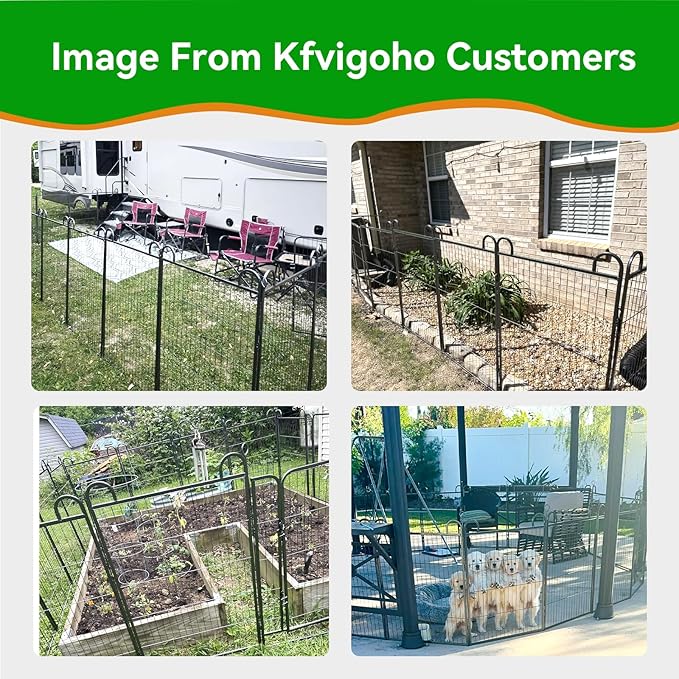 Dog Playpen Outdoor 24 Piece Panels Heavy Duty Dog Fence 47" Height Anti-Rust with Doors Portable for RV Camping Yard, Total 54FT, 227 Sq.ft, Snowy Black