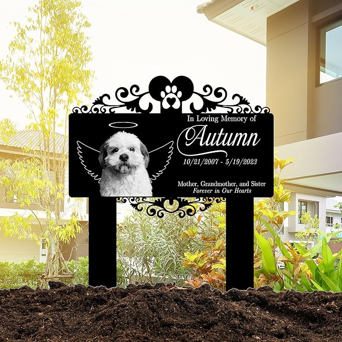 Custom Pet Grave Markers Dog | Heaven Custom Pet Headstones for Dogs | Best Memorial Gifts to Tribute Your Four-Legged Companions | Personalized Grave Marker for Angel Furry Friends