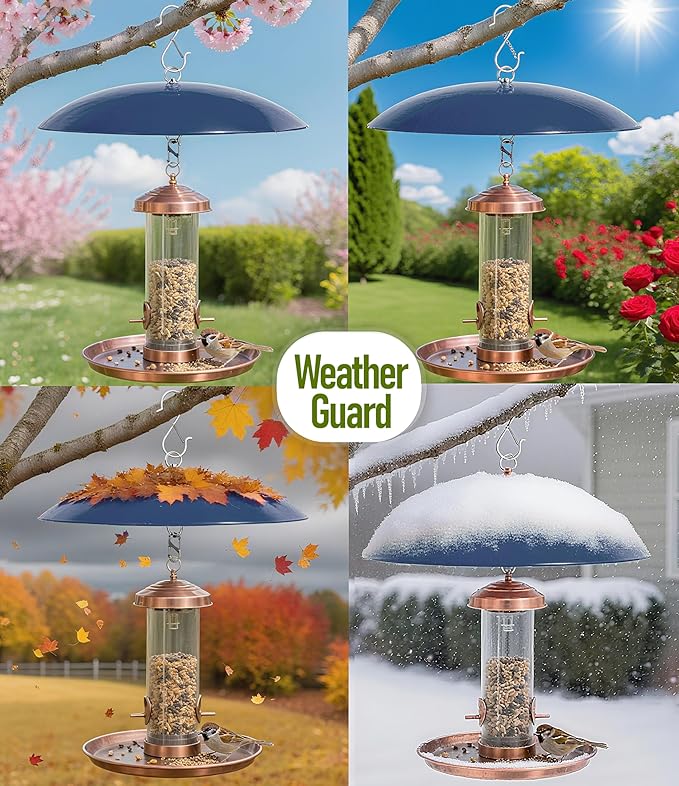13" Bird Feeder Rain Cover,Bird House Dome,Hummingbird Feeder Guard, Proof for Shepherd's Hook Outdoors, (Blue), 4Pack