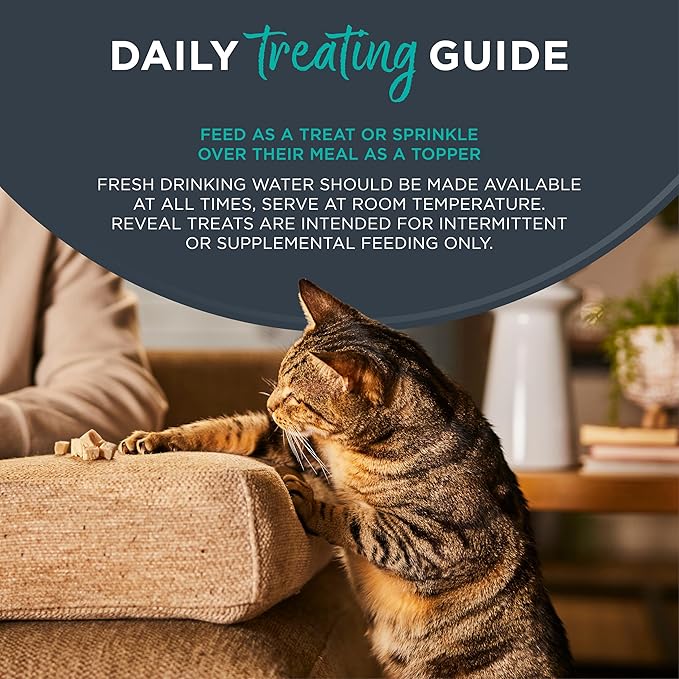 Reveal Natural Freeze-Dried Cat Treats, Single Ingredient, Grain Free, High Protein, Perfect for Training, Treating or Snacking, Tuna Fillet Bites (8 x 0.88 oz Bags)