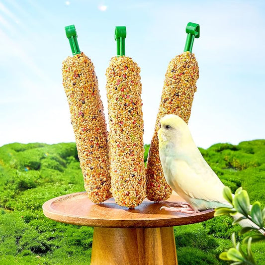 BUCATSTATE Parakeet Treats Honey Treat Sticks 3 Packs, Natural Bird Treats All Grains Flavor Cockatiel Treats, Pet Bird Treat Toy for Parrot Conure Budgie Lovebird