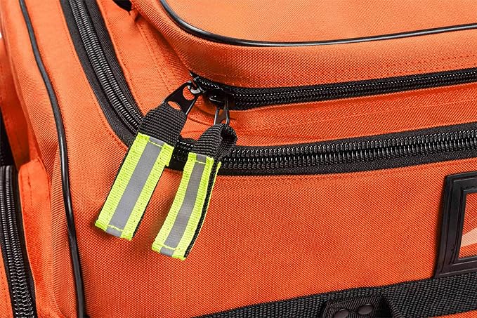 Scherber Fully-Stocked Premium First Responder Bag | HSA/FSA Approved | Large Pro EMT/EMS Trauma, Bleeding & Oxygen Medical Kit | CAT Tourniquet, HyFin Chest Seal & 260+ First Aid Supplies (Orange)