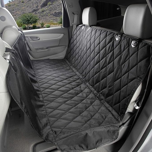 4Knines Dog Backseat Cover with Hammock for Cars, SUVs, and Trucks – Waterproof Layers, Nonslip Seat Protector, Durable Nylon Clips, K9 Shield with Heavy Duty Thread, (Extra Large, Black)