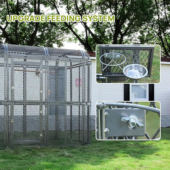 Large Metal Walk-in Cage 77-inch Heavy Duty Bird Cage Outdoor Diamond Grid Aviary Parrot Cage Wide Flight Metal Birdcage for Macaw Budgie Conure Lovebird Parakeet Cockatiel, 6.4x3.87x5.91ft, Silver