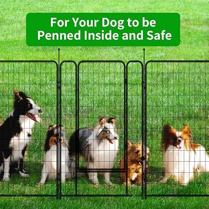 Dog Playpen Outdoor 16 Piece Panels Heavy Duty Dog Pen 26" W×50" H Anti-Rust Exercise Fence with Doors for Large/Medium Pet Play for RV Camping Yard
