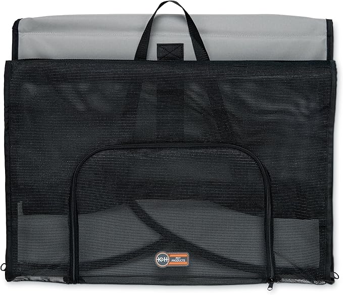 K&H Pet Products Enclosed Dog Car Seat, Travel Safety Carrier for Pets, Dog Travel Car Seat, Soft-Sided Covered Cat Carrier, Washable Pad, Multiple Entrances, Mesh Windows - Medium 24 X 19 X 17in