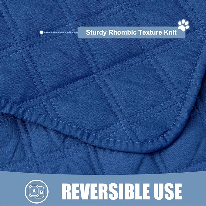 Smiry Waterproof Dog Bed Cover Pet Blanket, Soft Washable Dog Blanket for Furniture Bed Couch Sofa Reversible, Checkered (40"x80", Navy/Navy)