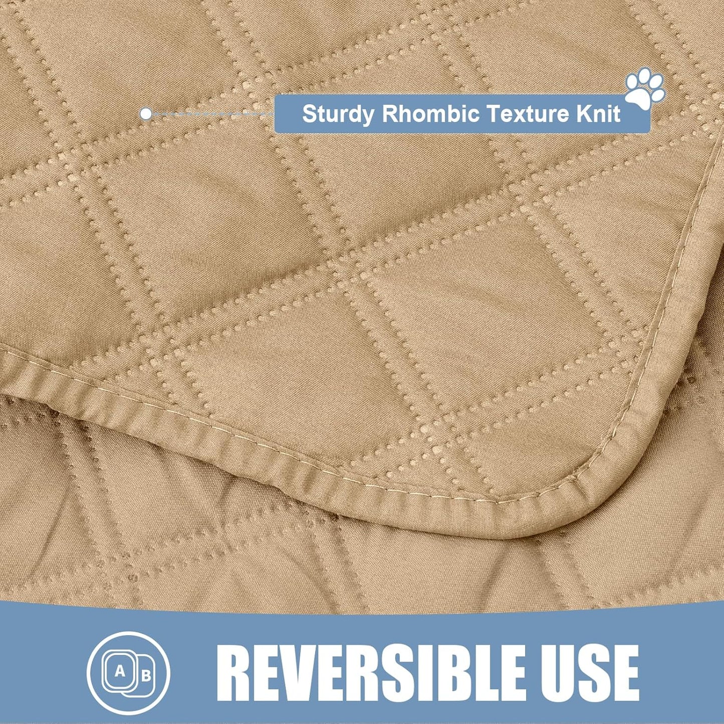 Smiry Waterproof Dog Bed Cover Pet Blanket, Soft Washable Dog Blanket for Furniture Bed Couch Sofa Reversible, Checkered (40"x70", Camel/Camel)