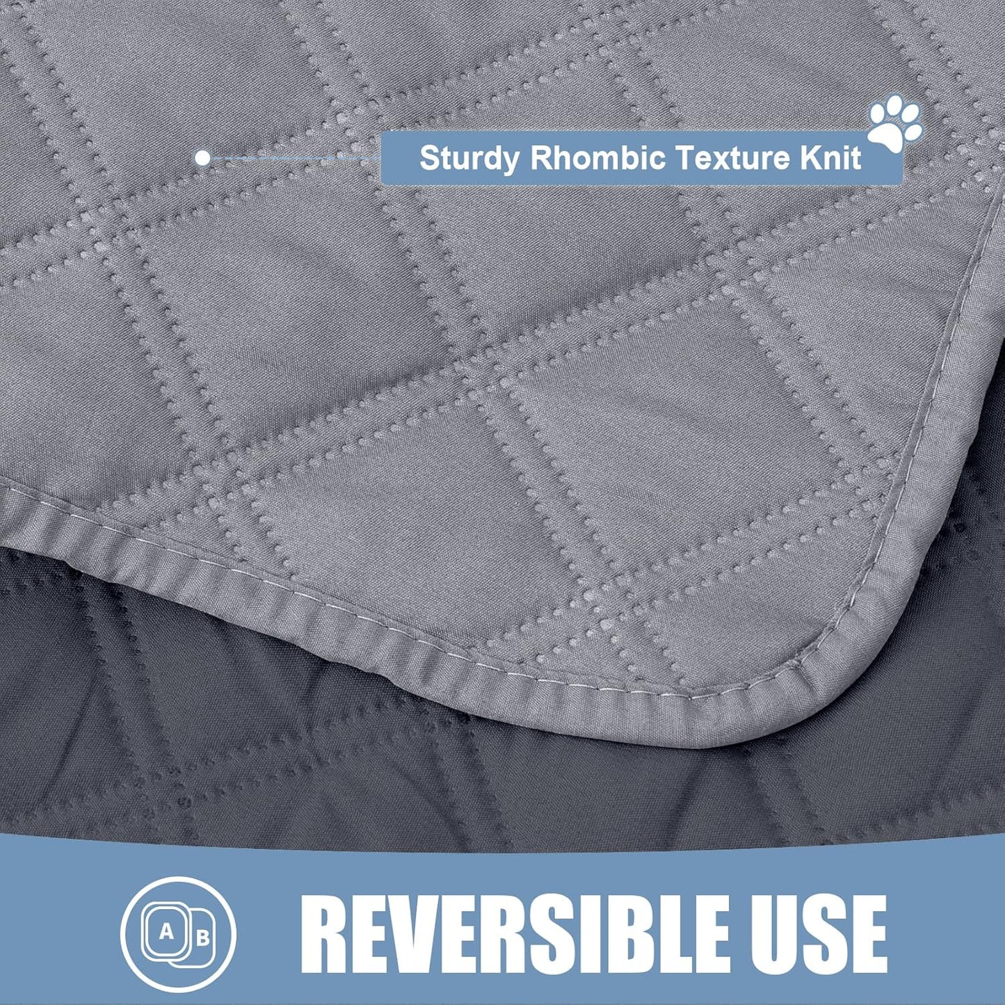 Smiry Waterproof Dog Bed Cover Pet Blanket, Soft Washable Dog Blanket for Furniture Bed Couch Sofa Reversible, Checkered (82"x102", Grey/Dark Grey)