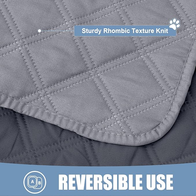 Smiry Waterproof Dog Bed Cover Pet Blanket, Soft Washable Dog Blanket for Furniture Bed Couch Sofa Reversible, Checkered (82"x82", Grey/Dark Grey)