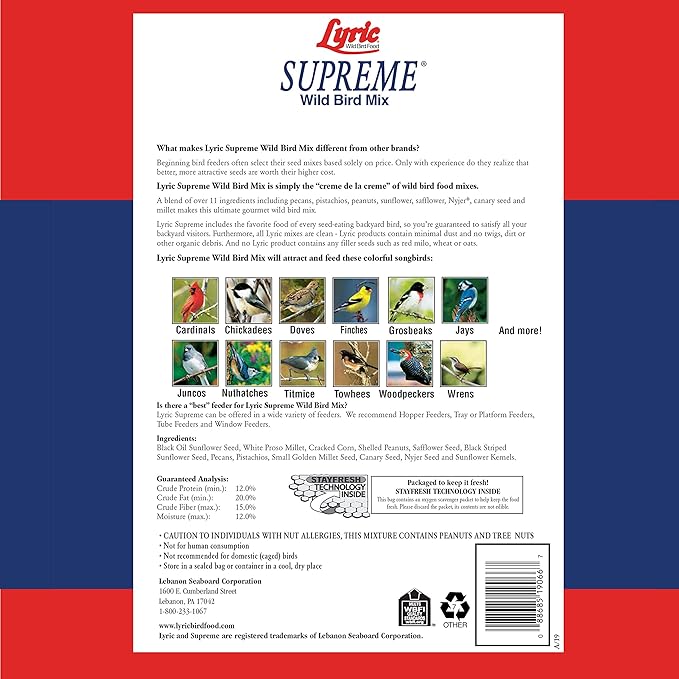 LEBANON SEABOARD SEED 26-47293 Supreme Bird Seed, 40 lb